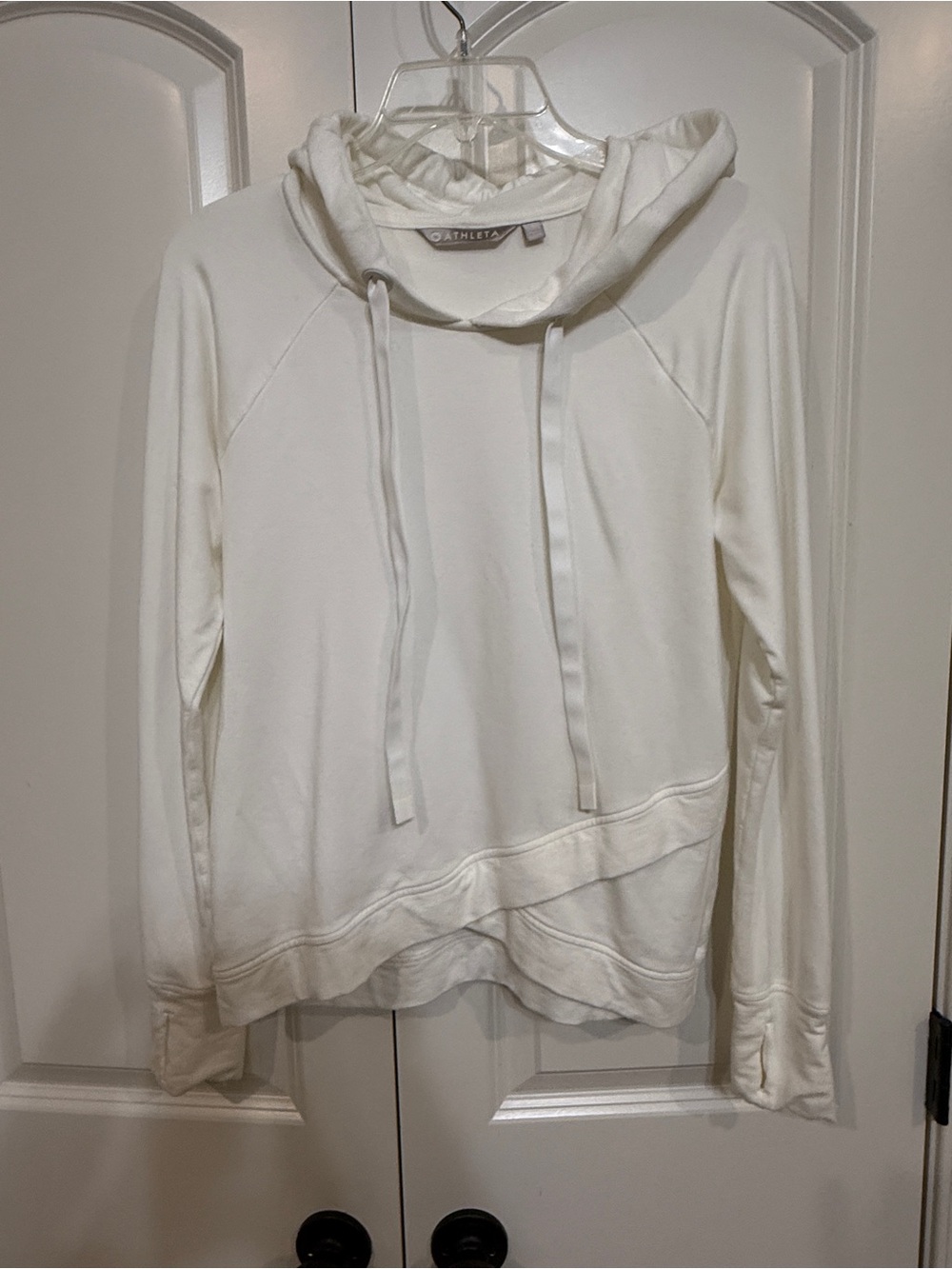 Athleta White Cozy crew -Neck Pullover Hoodie